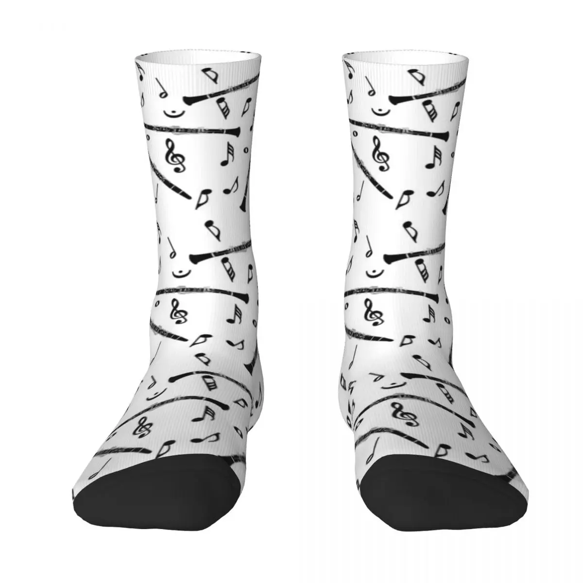 

Black Clarinet Music Note Pattern Socks Running Children's cartoon Socks Men Women's