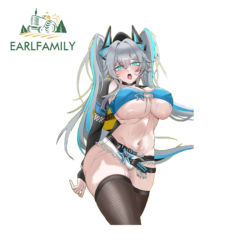 EARLFAMILY 13cm x 8.9cm Sexy Girl Original Car Stickers NSFW Boobs Breasts Uniform Long Hair Waifu Decal Scratch Proof Decals