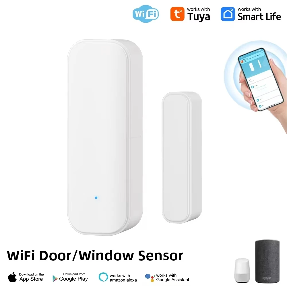 Werk met Tuya Zigbee 3.0 WiFi Smart Door Window Sensor Open Close Detector Home Security Alarm Spraakbesturing Alexa Google Home