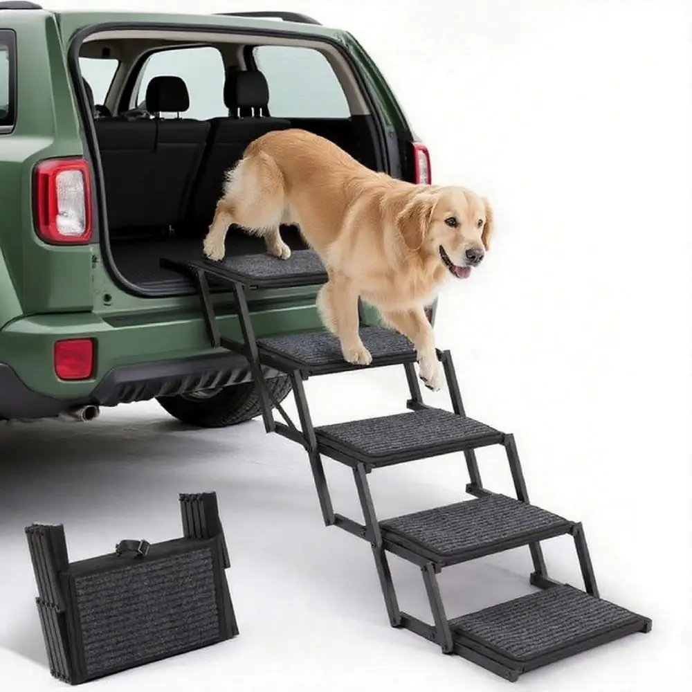 

Portable Pet Stairs for Large Dogs: Lightweight, Non-Slip, 5-Step, Holds Up to 250lbs