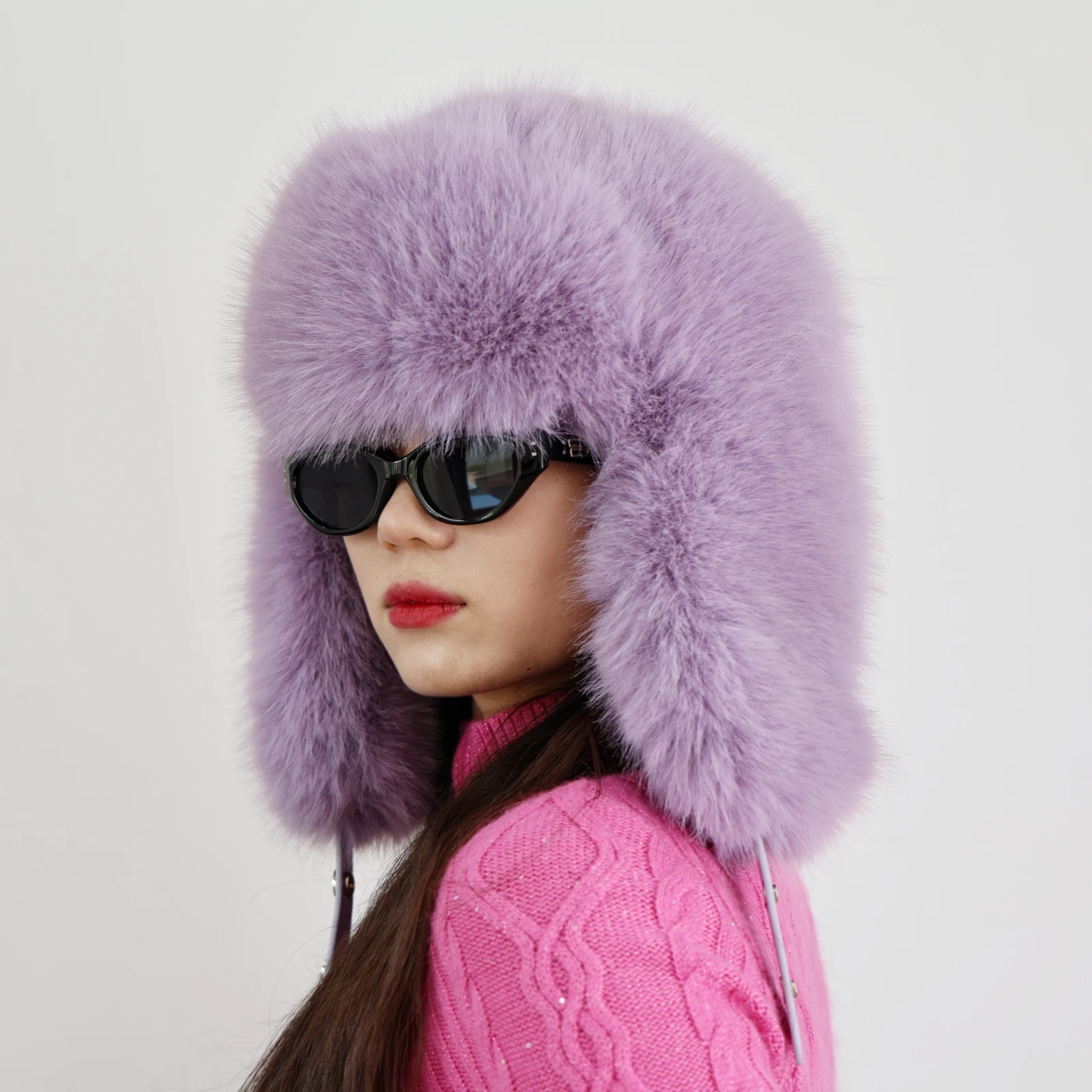 Women Winter Faux Fur Trapper Hat Fluffy Plush Ear Protector Windproof Warm Ski Trooper Hat Y2K