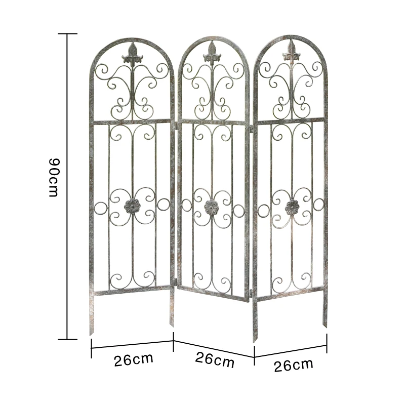 Imagem -03 - Cerca Retro do Jardim do Metal Painel de Parede Exterior para Videiras Flores Treliças do Ferro Forjado Plantas de Escalada Arte do Pátio Altura 90cm