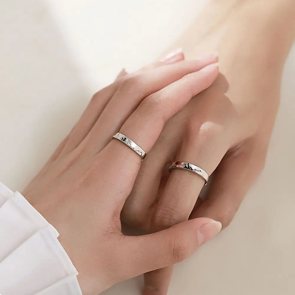 Fashion Couple S925 Silver Plated Personality Epoxy Mountain and Sea Adjustable Rings Love Anniversary Gift