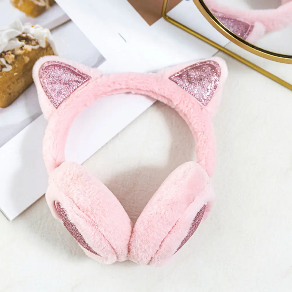 Thickened Plush Ear Warmers Winter Cute Cat Ear Adjustable Earmuffs Soft Thermal Ear Covers For Women Kids Daily Essentials
