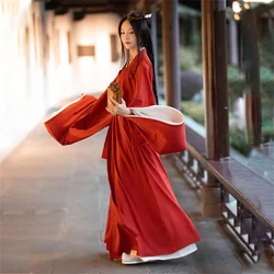 Han Element Kimono Big Sleeve Robe Women Men Unisex Clothing Red Black Hanfu Chinese Traditional Dress Stage Dance Performance