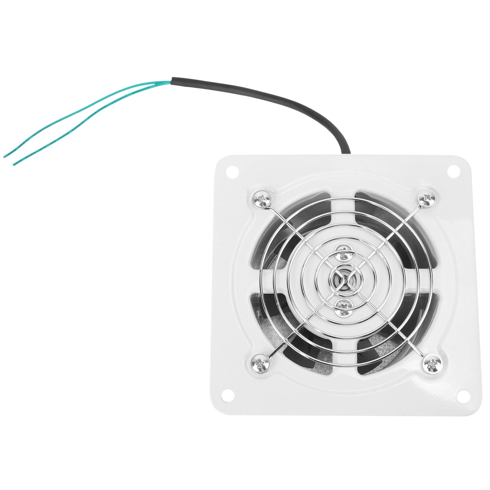 

7 Blades Wall Mount Exhaust Fan Pure Copper Motor Strong Wind Low Noise 4 Inch White Metal Protection Shield Corrosion Resistant