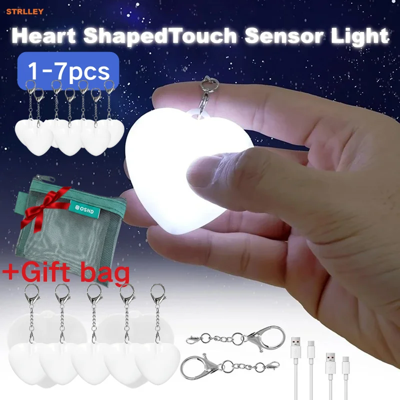 Purse Glow Heart Light Portable Touch Handbag Night Light Usb Rechargeable Cute Heart Keychain Light for Women Girls Gifts