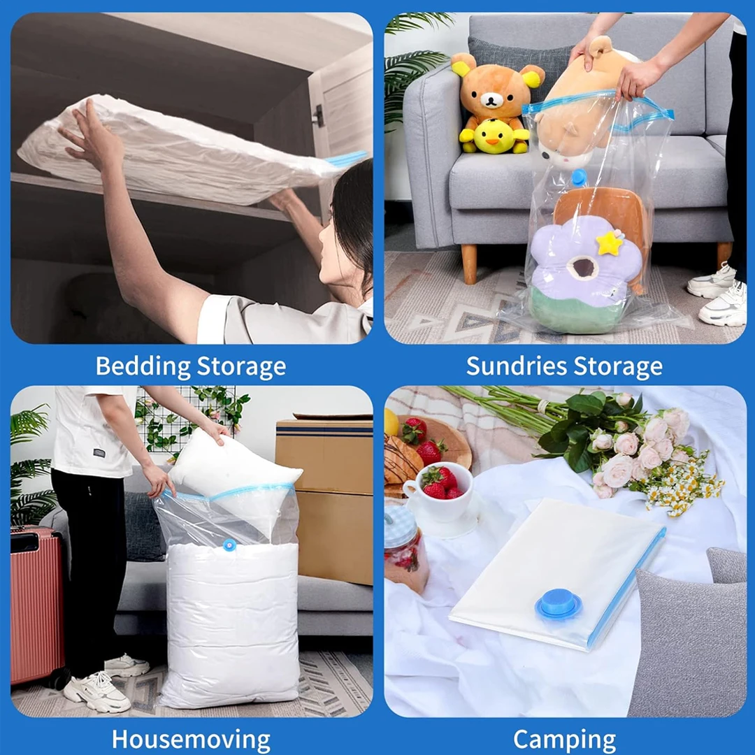 1/3/5Pcs Vacuum Storage Bags with Hand Pump for Comforters Clothes Pillow Bedding Blanket Storage Saver 80% More Compression