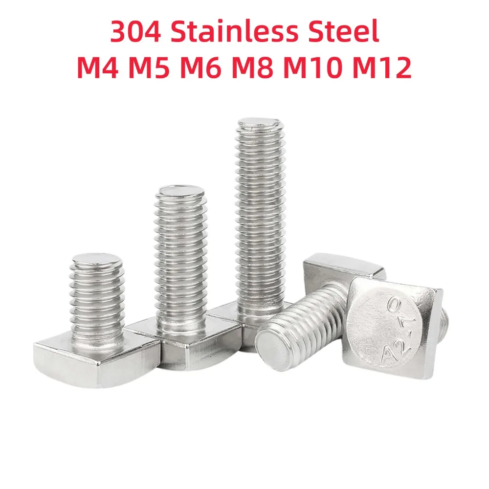 304 Stainless Steel Square Head Machine Screws Bolts M4 M5 M6 M8 M10 M12 GB35 Flat Quadrate Shape Fastener 1-20pcs DIY Hardware