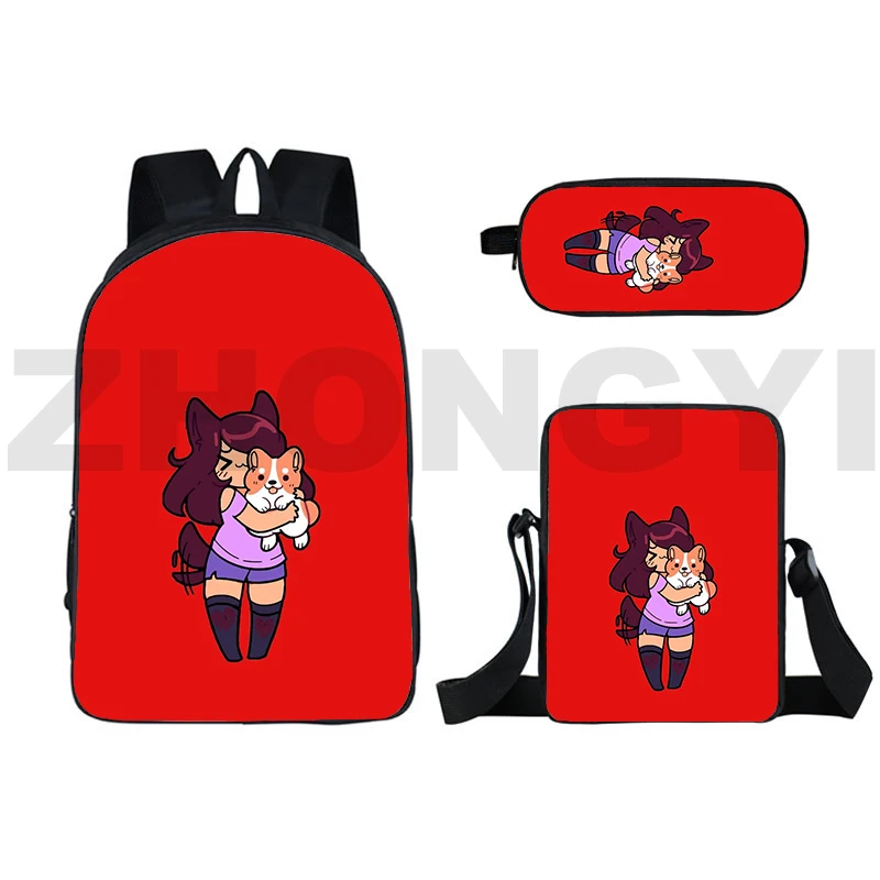 

New Mochilas Multifunction 16 Inch Aphmau Backpack Teenagers As A Cat Bag for Girl 3 Pcs/set 3D Anime Bagpack Back To School