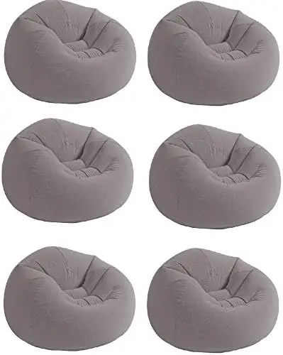 Beanless Bag Inflatable Lounge Chair for Adults, 6-Pack | 68579EP - Durable Vinyl with Corduroy Texture - Feels Like a
