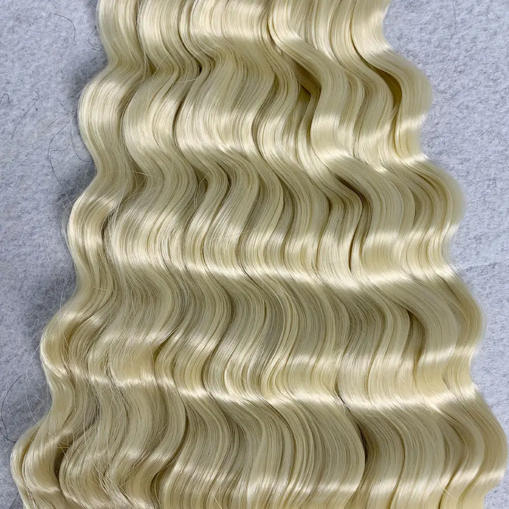 Extensiones de cabello trenzado sintético de 22 pulgadas, cabello trenzado de onda profunda, rizos franceses, cabello preestirado para trenzar