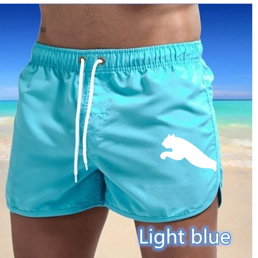 Verão quente de secagem rápida respirável calças casuais fitness correndo shorts de cintura elástica calças de praia dos homens de luxo sexy calções de natação