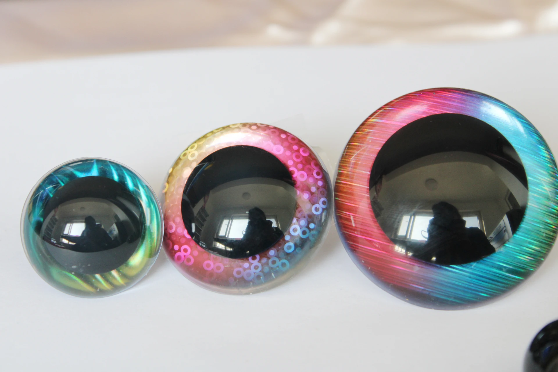 1 par-30mm/40mm/50mm ojos de juguete de seguridad transparentes redondos de gran tamaño + tela + arandela dura para accesorios de muñecas diy-color al azar