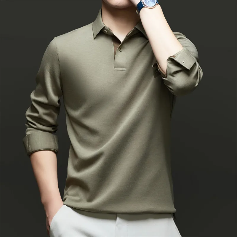 Quiet Luxury Gentlemen Essential Polo Black Green Brown Coffee T-shirts a Second-Skin Fabric Tops Your Business-casual Wardrobe