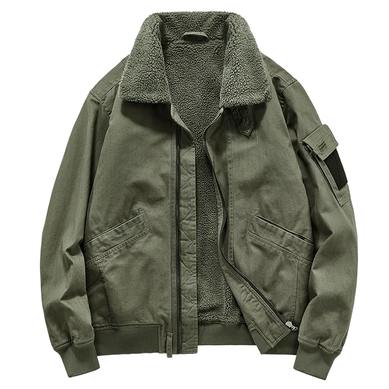 2024 inverno termico Bomber giacche uomo verde militare cappotti antivento uomo moda collo di pelliccia cotone militare giacca Casual cappotto maschile