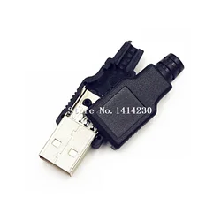 Conector de enchufe USB tipo A macho de 4 pines con cubierta de plástico negro, 10 piezas