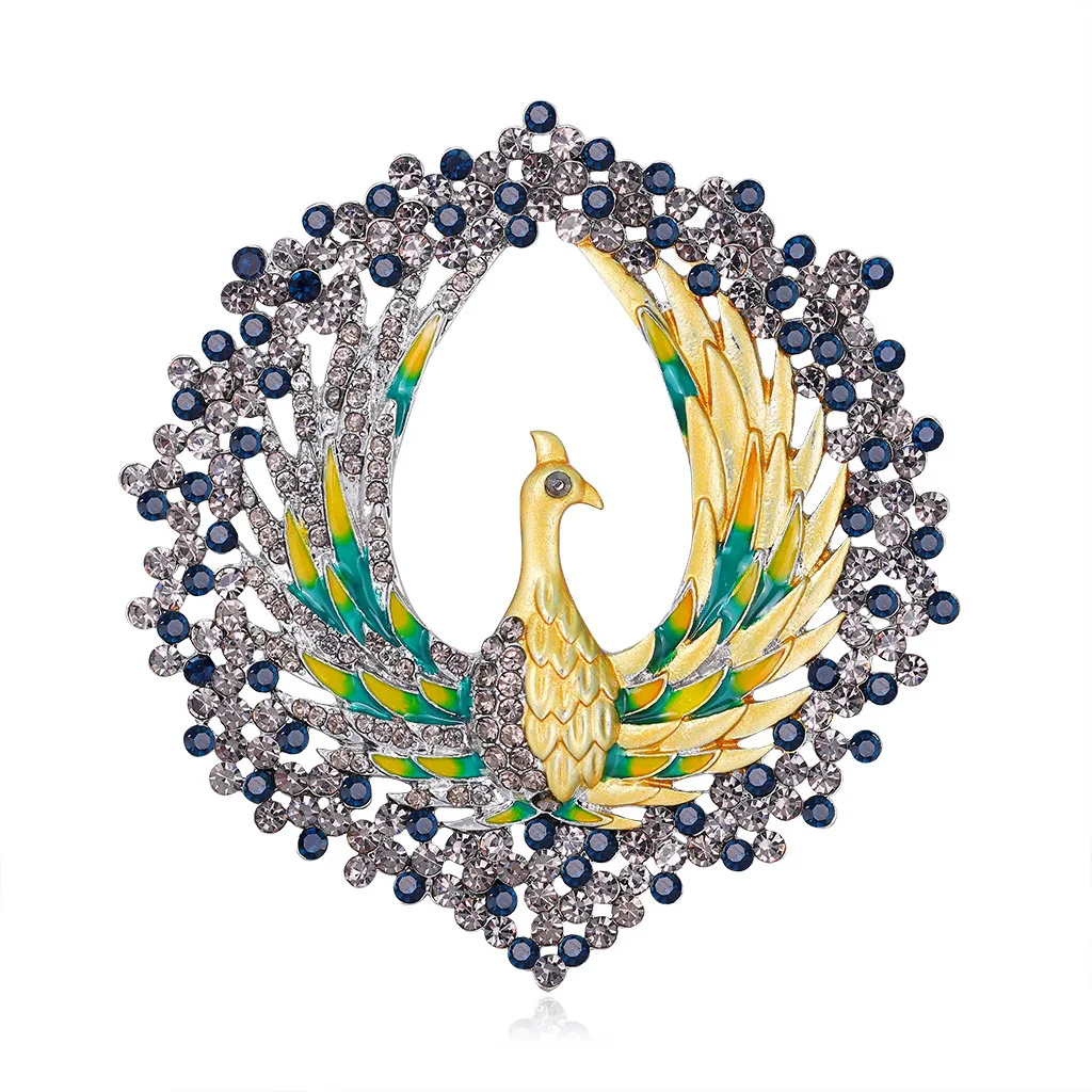 CINDY XIANG Vintage Enamel Large Peacock Brooch Pins For Women Creative Rhinestone Cute Animal Bird Brooches Accessories Jewelry
