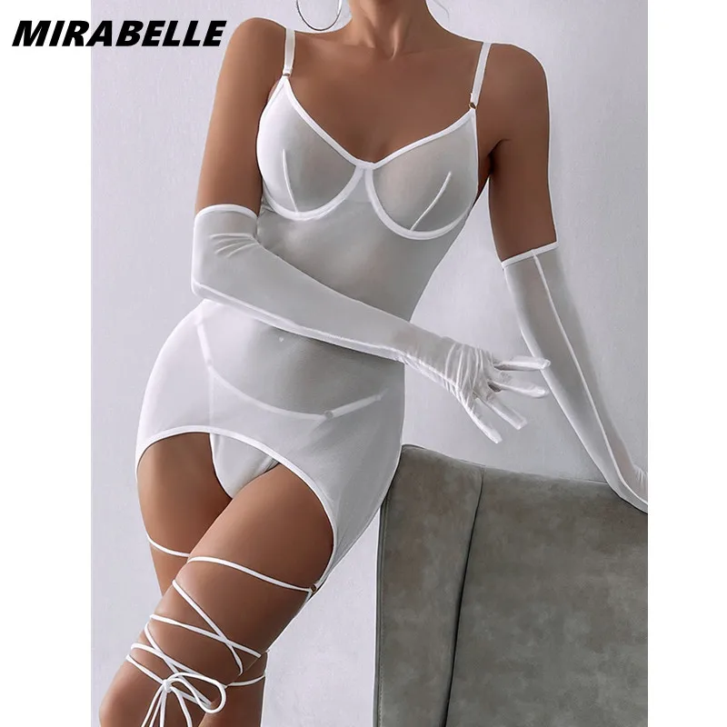 MIRABELLE Sheer Lace Lingerie Sexy Erotic Customes Seamless Sensual Transparent Lace Outfits Sex Desire Hot Girl