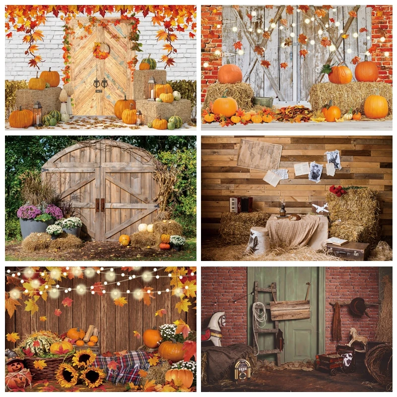 

Autumn Farm Barn Warehouse Backdrop Photocall Pumpkin Cart Hay Baby Portrait Photography Backgrounds Photographic Photo Studio