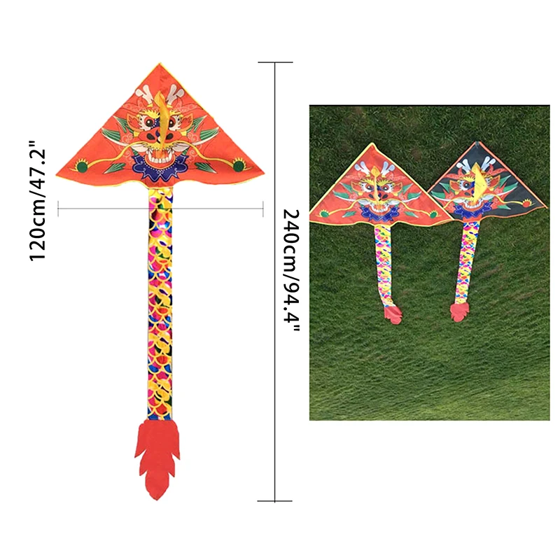 Pipa de dragón grande para niños y adultos, fácil de volar con cola, enorme juguete al aire libre