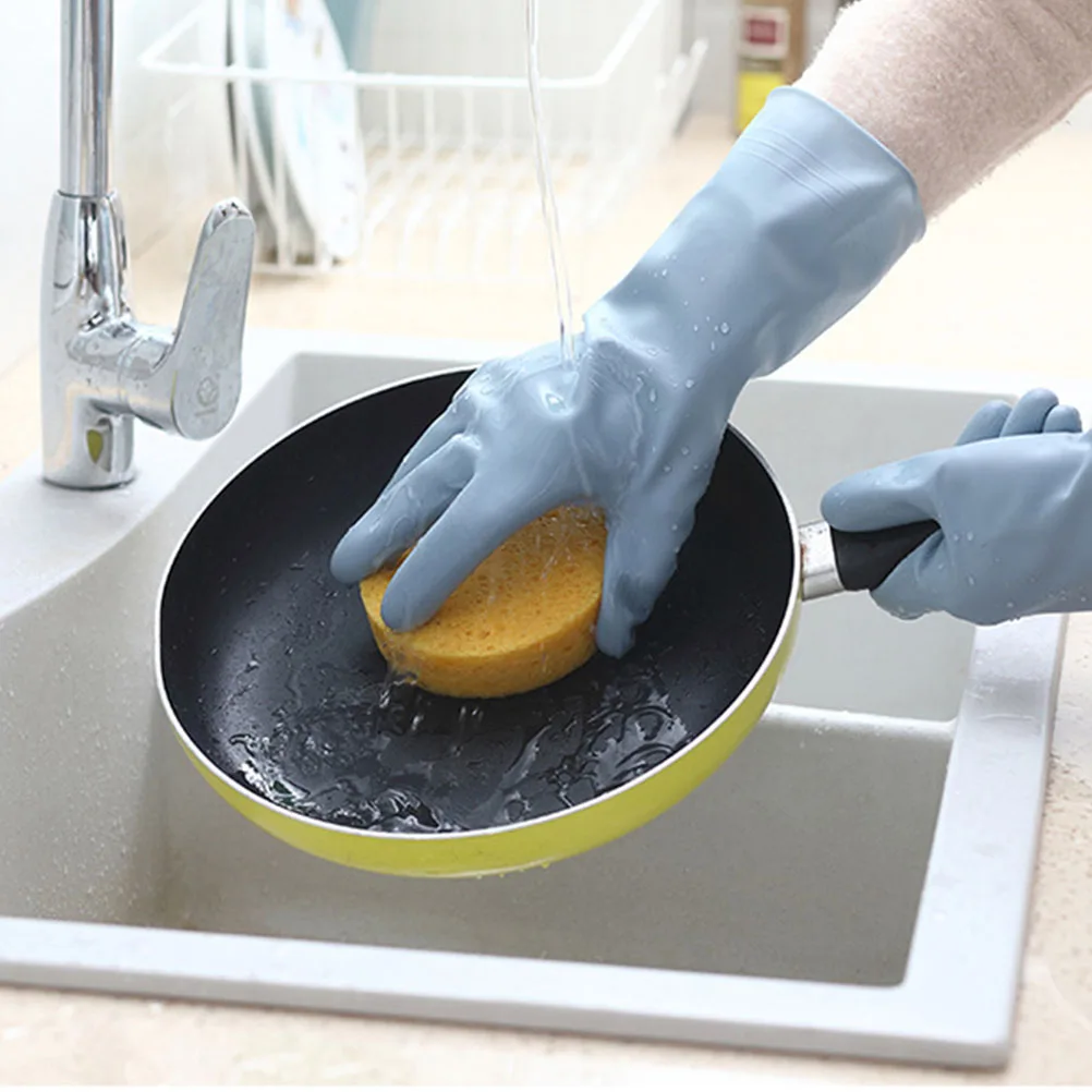 

1 Pair Pink Waterproof Gloves Kitchen Cleaning Dishwashing Protective Mitten Durable Reusable Gardening Car Wash Laundry Gloves
