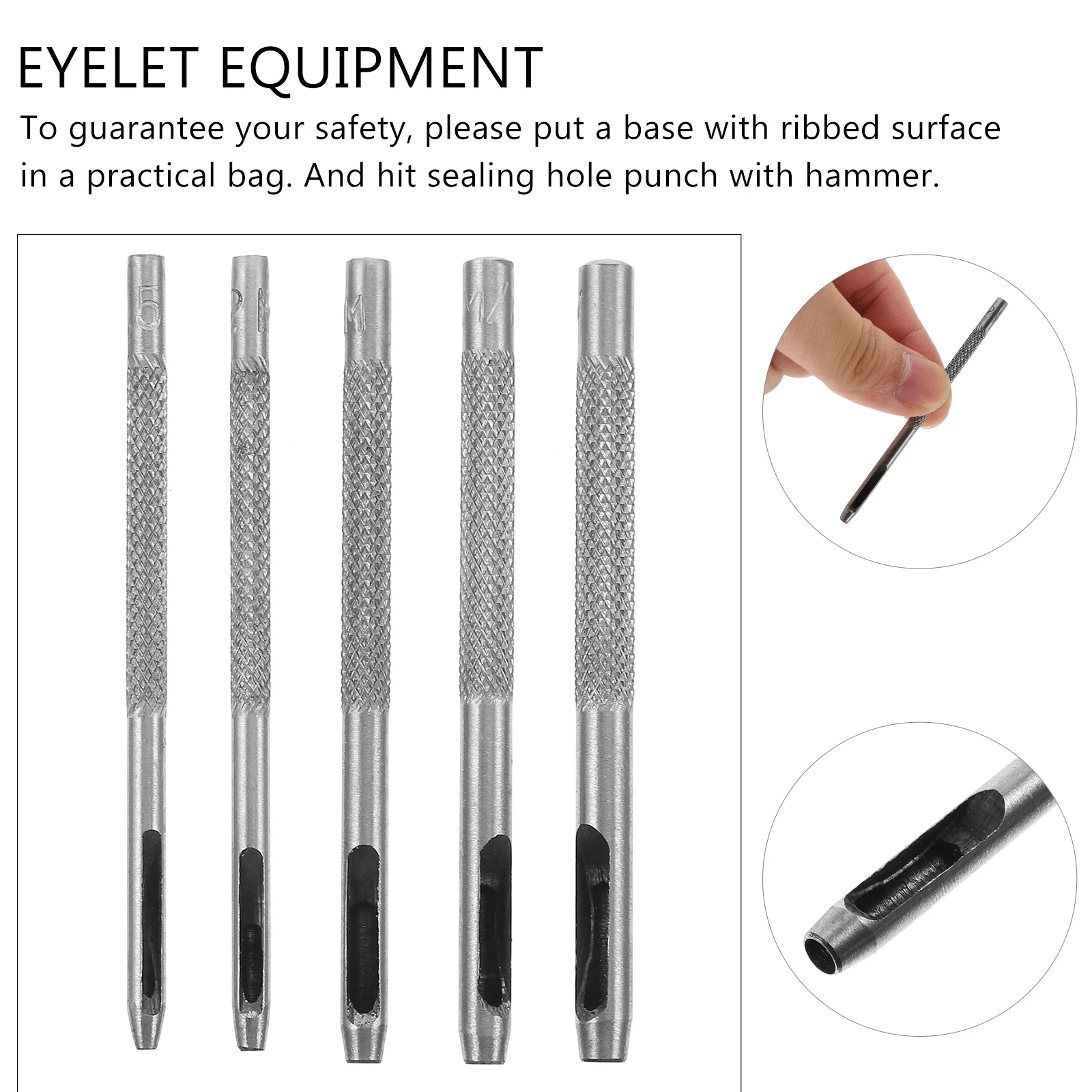 

5 pcs Punch Tool Grommet Kit Hole Punches Belt Hole For Maker Handheld Craft Tools Set for Projects