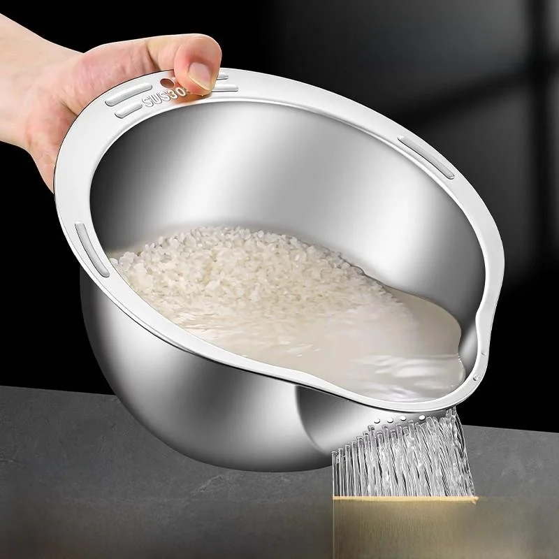 

304 Stainl Steel Drain Basket Rice Waing Tool Kitchen Vegetable Cleaning Filter Basket round ape Nordic Sle Home Use