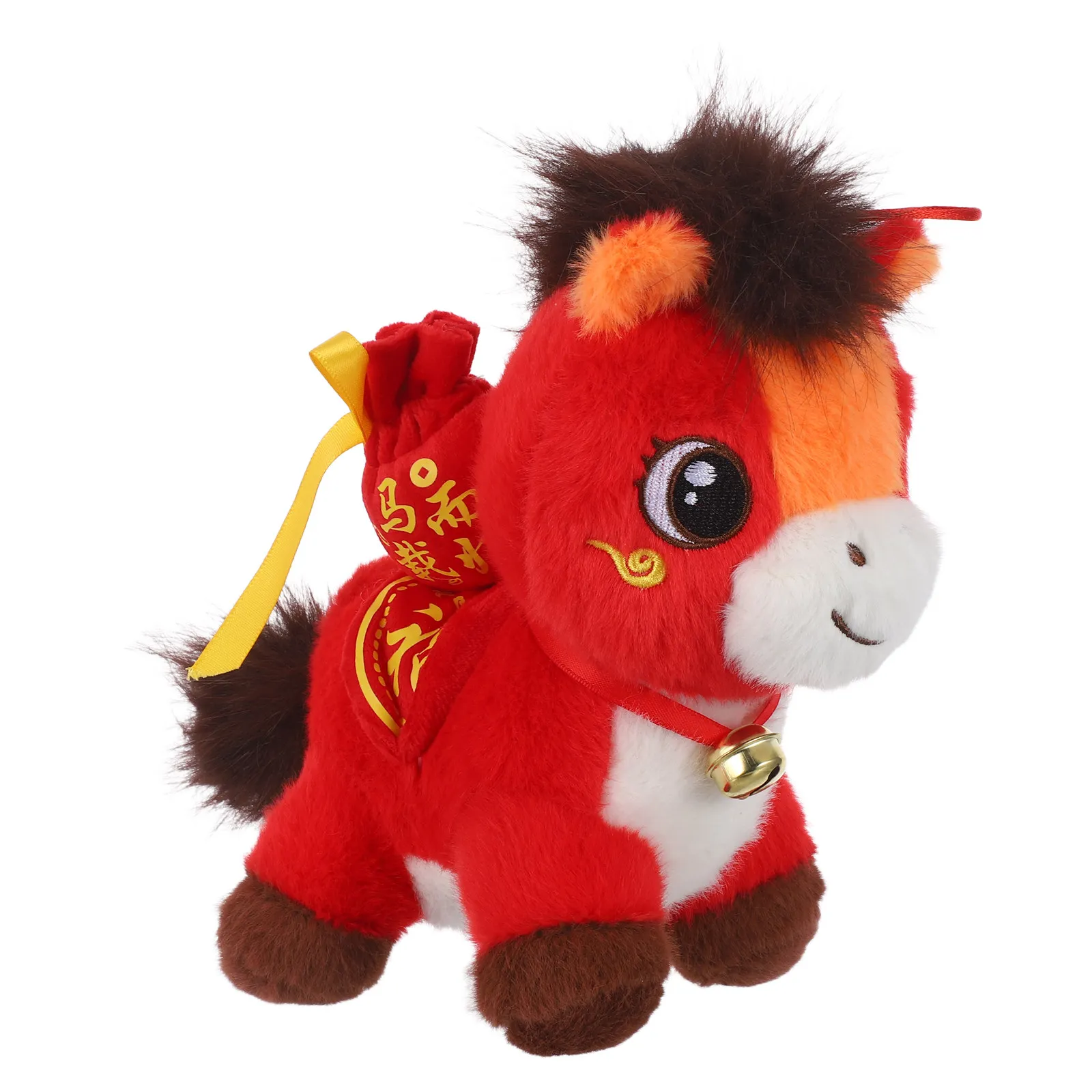 

Плюшевая игрушка-лошадь к Китайскому Новому году 2026, талисман зодиака, денежный мешочек удачи, сувенир к Весеннему фестивалю, настольное украшение в виде лошади