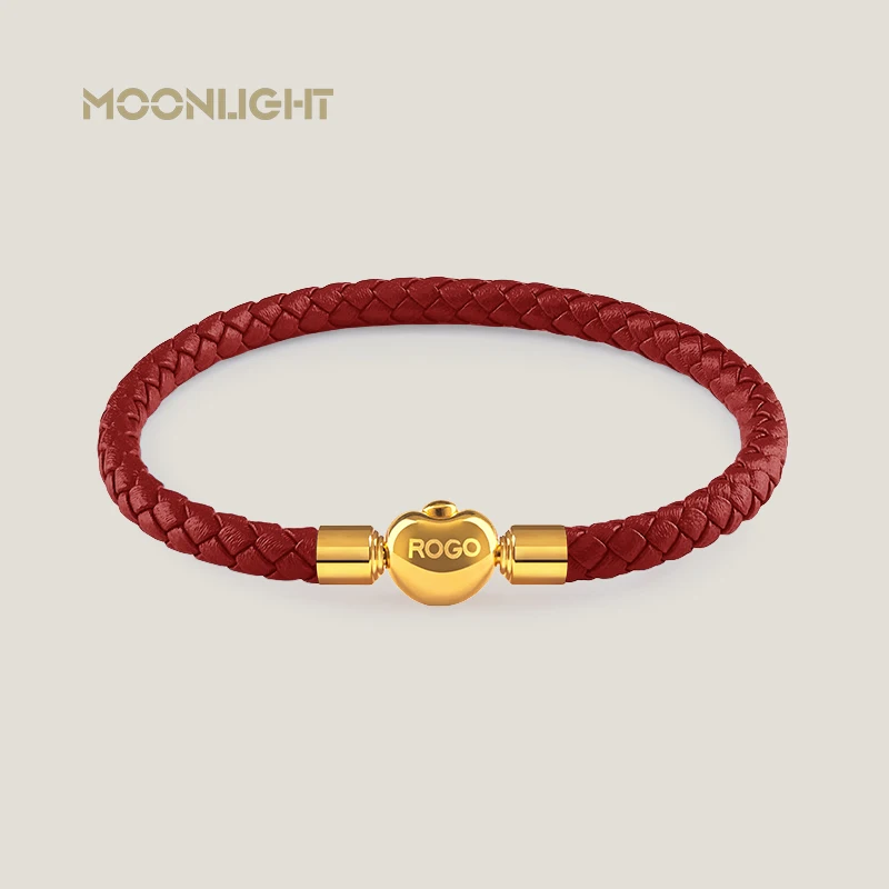 Lucky Golden Treasure Genuine Braided Leather Charm Bracelet for Woman Simple Black Red Female Fashion Jewelry Accessories Gift