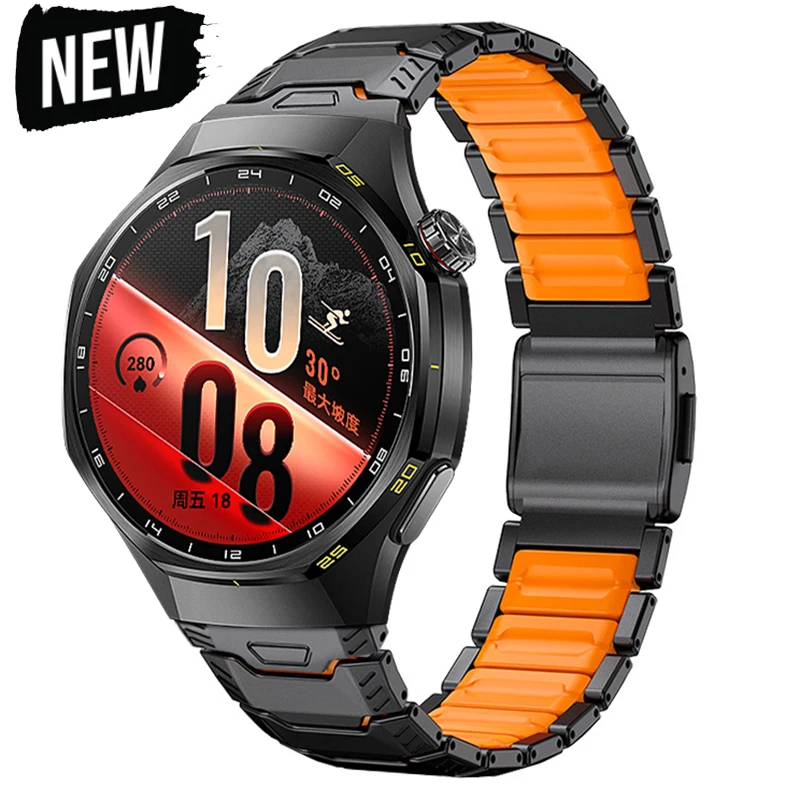 22mm Mecha Titan-Armband für Huawei Watch GT7 7Pro 46mm Metall-Silikon-Magnetarmband für Huawei Watch GT6 Pro GT5 46mm Band