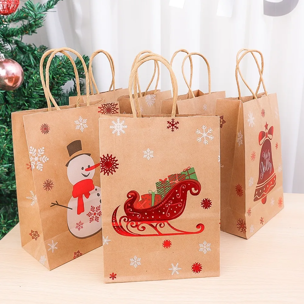 Weihnachten Kraft Papier Taschen Weihnachten Baum Santa Claus Süßigkeiten Snack Verpackung Tasche Kinder Geschenke Lagerung Beutel Taschen Neue Jahr Party Dekore