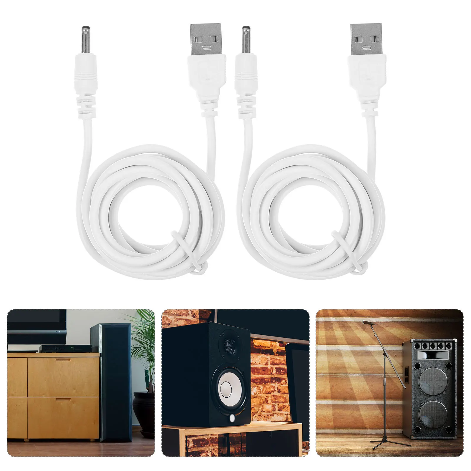 

2pcs Usb To Charging Cable 3.5 X 1.35Mm Replacement Power Cord For Tablet Lamp Fan Device Universal Compatibility Dc Charging