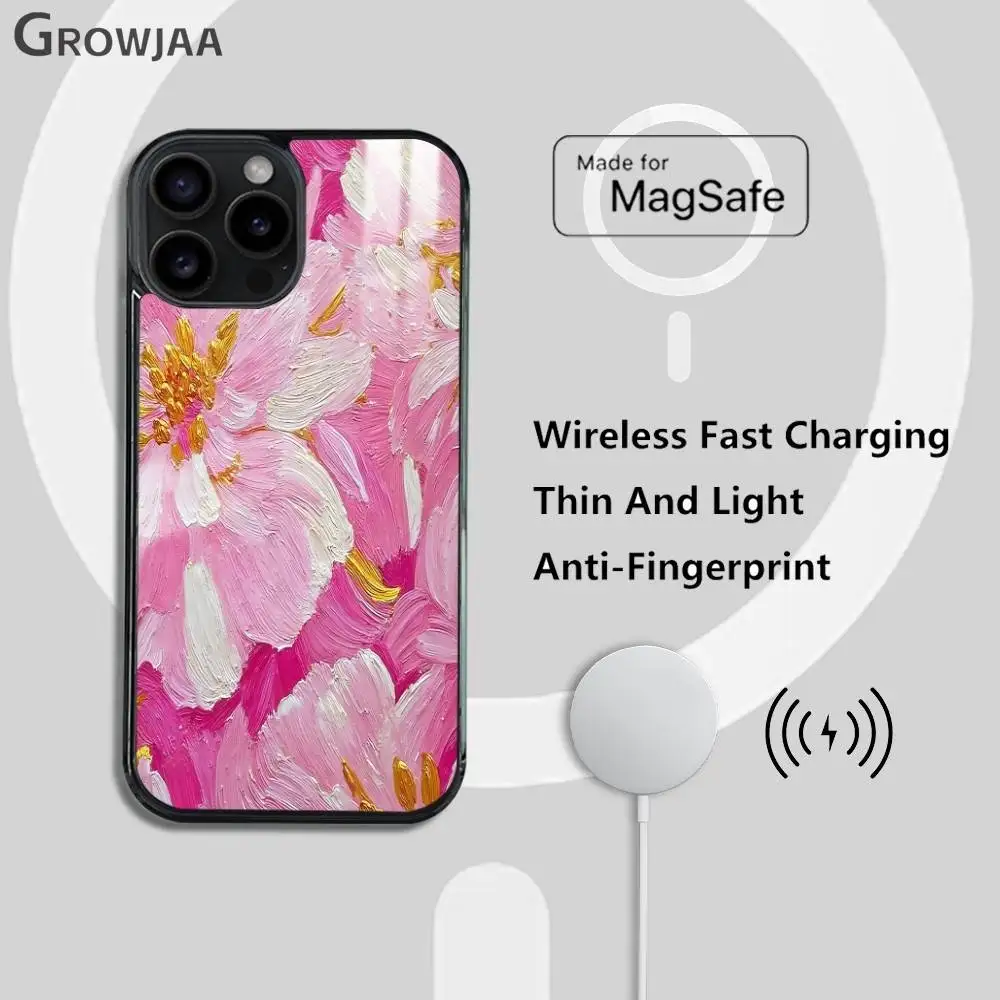 حافظة هاتف عصرية على شكل زهرة برية لهاتف آيفون 16 15 14 13 12 11 Pro Max Plus Mini Magsafe مرآة لاسلكية مغناطيسية Funda #5