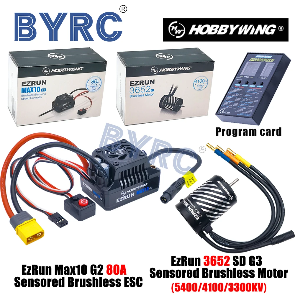 جديد HobbyWing EZRUN MAX10 G2 80A Sensored فرش ESC مع 3652 SD G3 5400/4100/ 3300KV فرش السيارات ل 1/10 RC سيارة