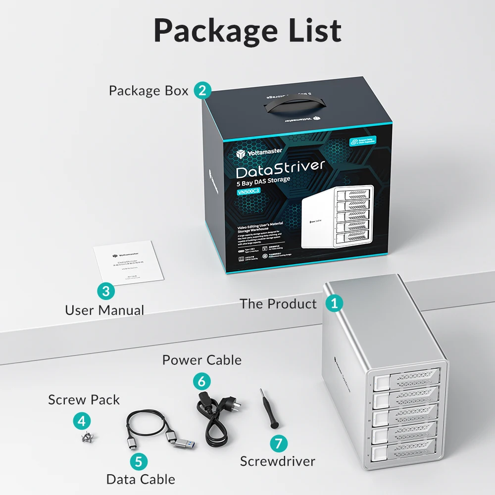 Yottamaster 2.5/3.5 "10Gbps SATA HDD SSD الضميمة نوع C HD حافظة خارجية USB3.1 ديزي سلسلة صندوق تخزين القرص الصلب للعبة ماك