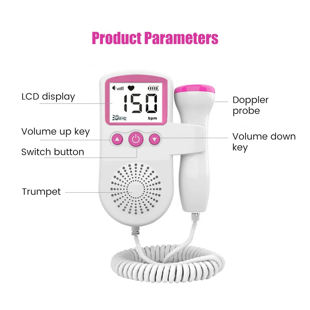 Baby Heartbeat Monitor Portable Doppler Fetal Pregnancy Monitor for New Moms Easy to Use at Home