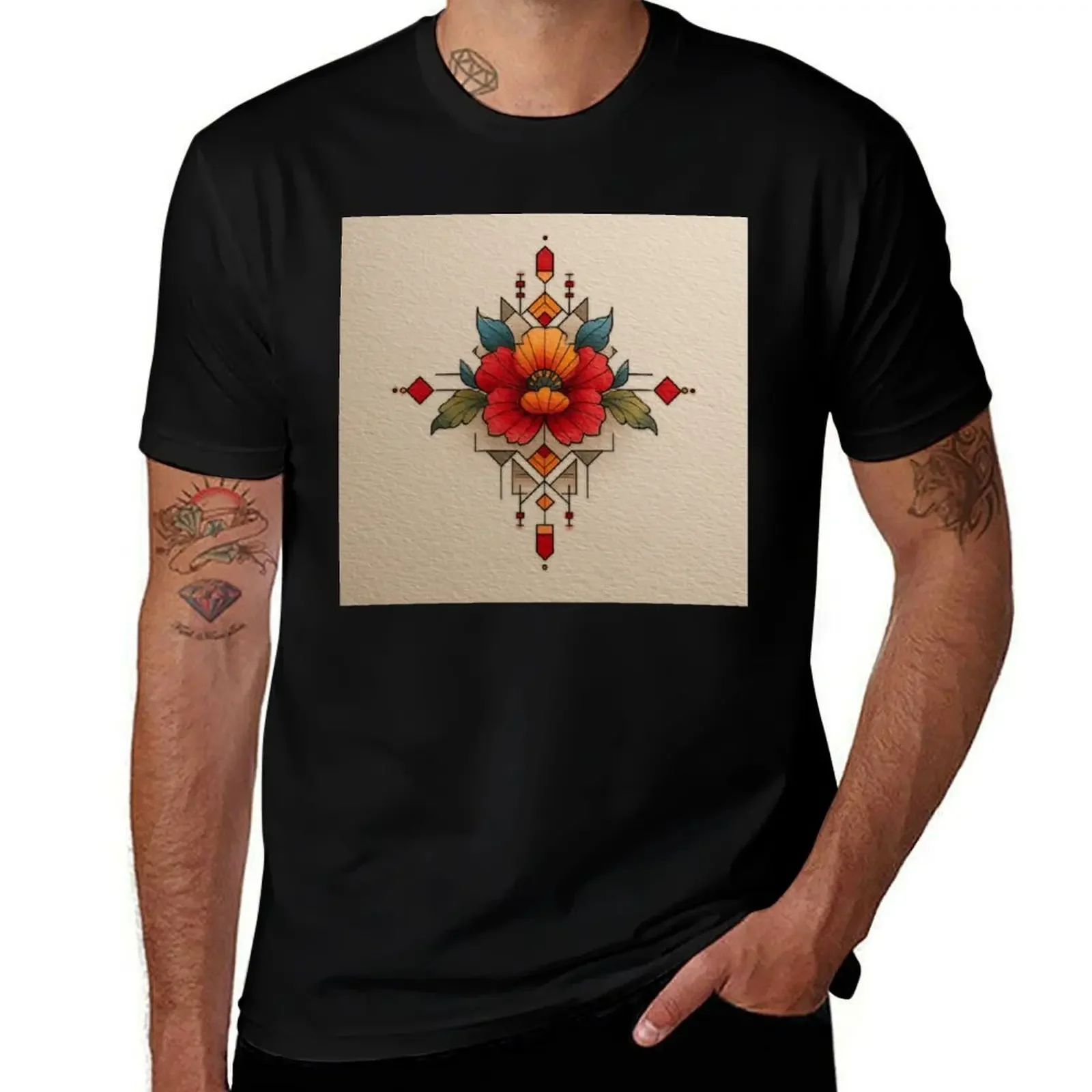 

Art deco Flowers T-Shirt sports fans tops summer shirt men clothing