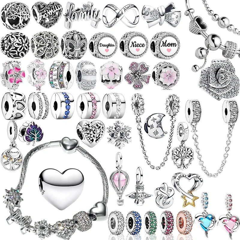 

2026New Hot Sale Sparking Charm Beads Pendant Fit Original Snake Silver Bracelet Necklace Beads For Diy Jewelry Women Gift