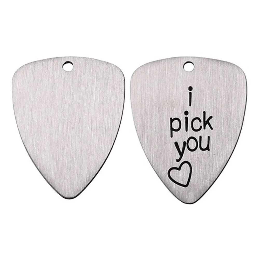 Ukulele Pick Guitar Titanium Steel Musical Instrument Accessory Letter Carved Earth Tones