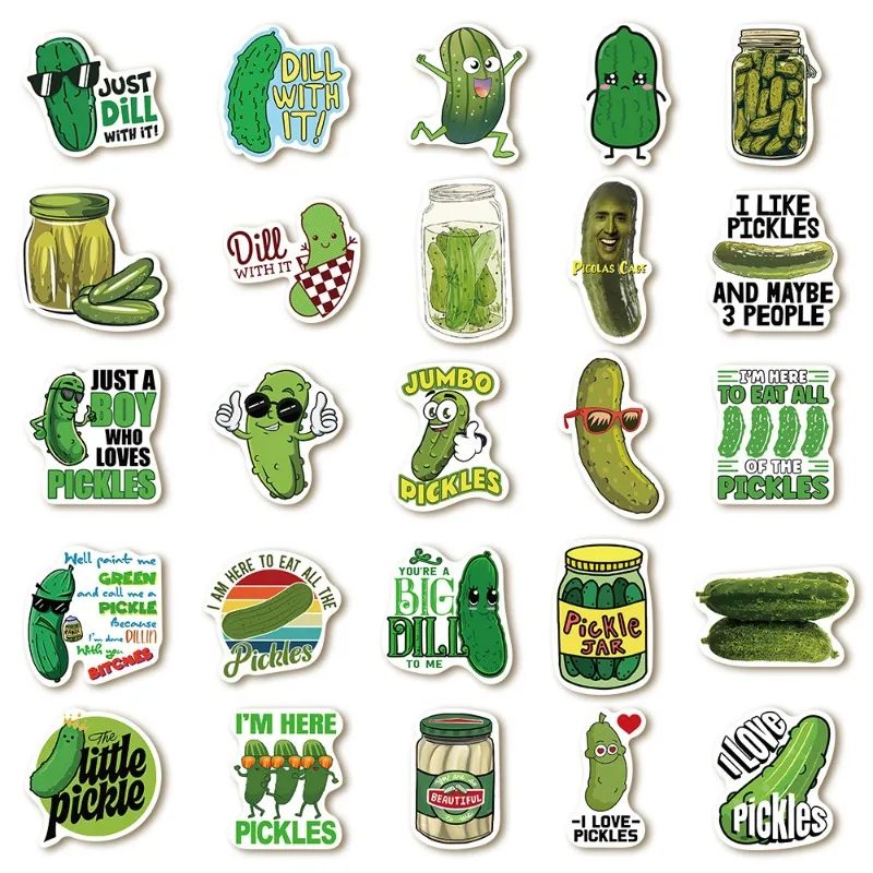 50pcs Cartoon Pickle Sour Cucumber Series Graffiti Stickers Suitable for Helmet Desktop Wall Decoration DIY Sticker Pack