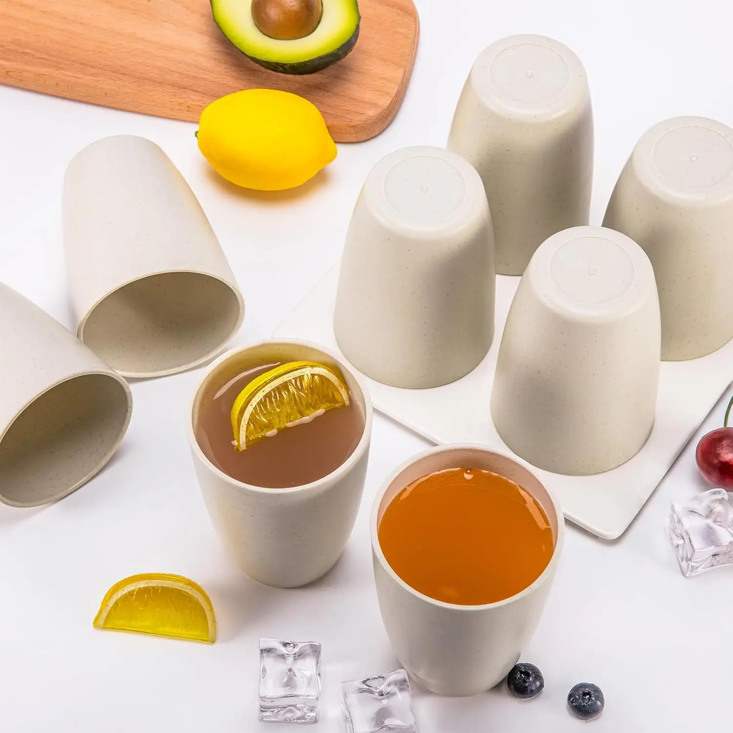 Tarwestrobekers, 8 stuks onbreekbare drinkbeker, 12 oz plastic bekers herbruikbaar, onbreekbare tarwestrobeker, plastic herbruikbare bekers voor