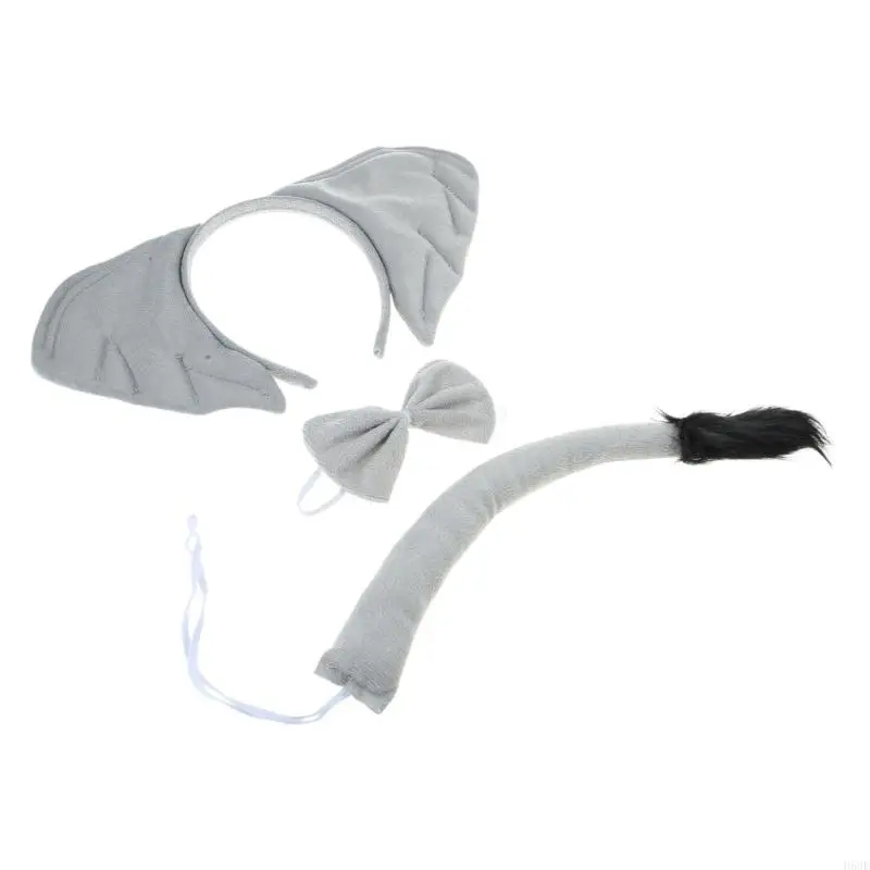 H58E Elephant Costume Akcesoria opaską ogonem Bowtie Covers Covers