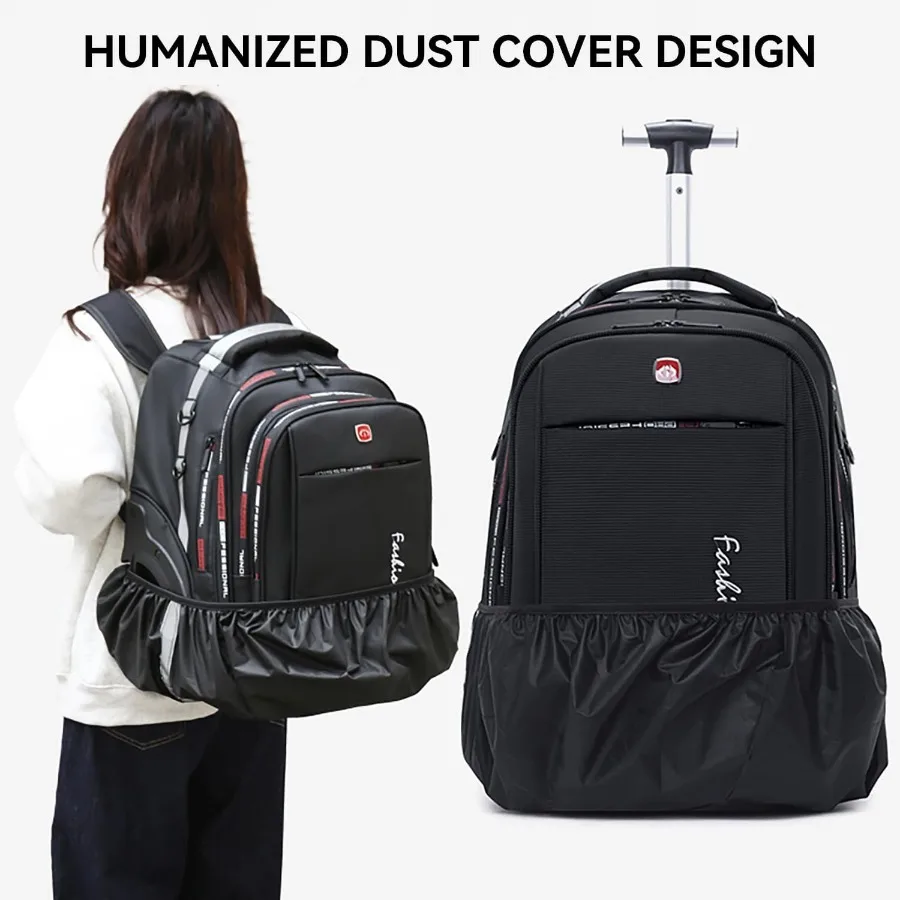 حقيبة ظهر مقاومة للماء للنساء والرجال حقيبة ظهر للكمبيوتر المحمول مع عجلات للبالغين تحمل على حقيبة الظهر بعجلات كبيرة لـ Tr #4