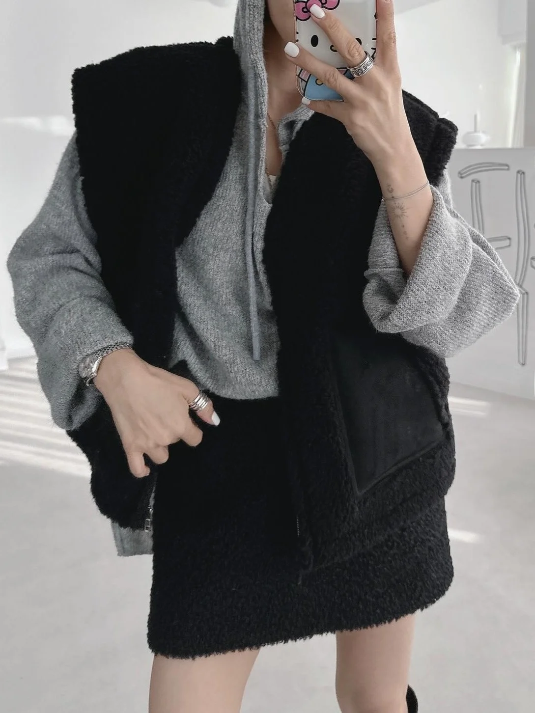 Women's Lamb Fur Vest ort Jaet Svel Two-Way Wear Cotton Coat with kets Autumn Winter New Sle Commute Sle