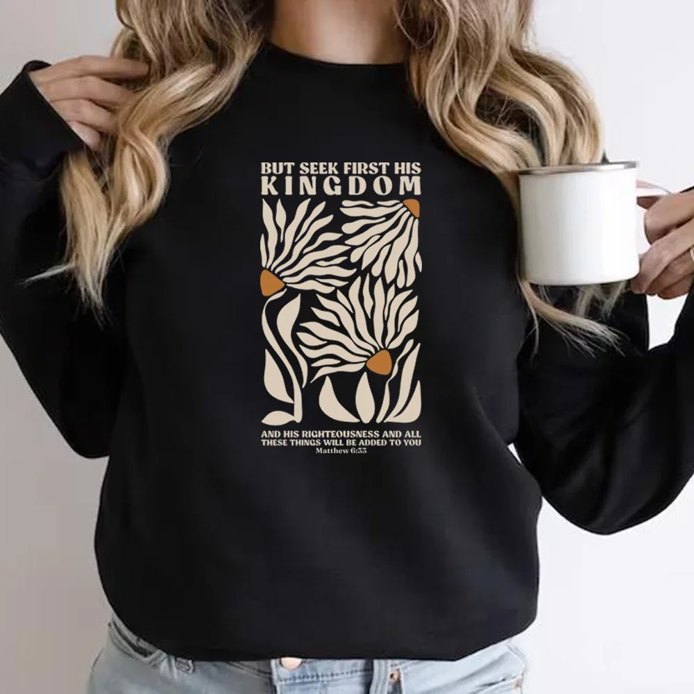 

Christian Crewneck Sweatshirt Bible Verse Sweatshirt Scripture Shirts Worship Faith Hoodie Retro Floral Christian Apparel Hoodie