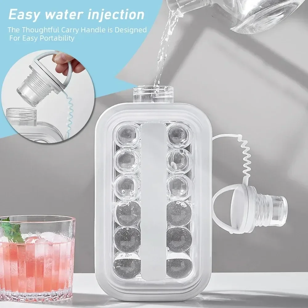 1PC Portable Ice Ball Maker Bottle Reusable  2 in 1 Round Ice Cube Molds for Whiskey Juice Cocktails Kitchen Bar Ice Cream Tools