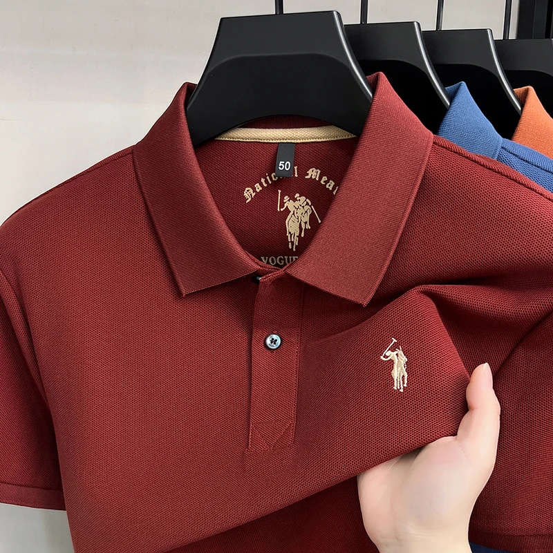 High-End 100% Baumwolle Kurzarm Polo Shirt Herren Sommer Luxus Marke Klassische Paul Pony Stickerei Freizeit Business Mode Golf T-Shirt – Detail 26