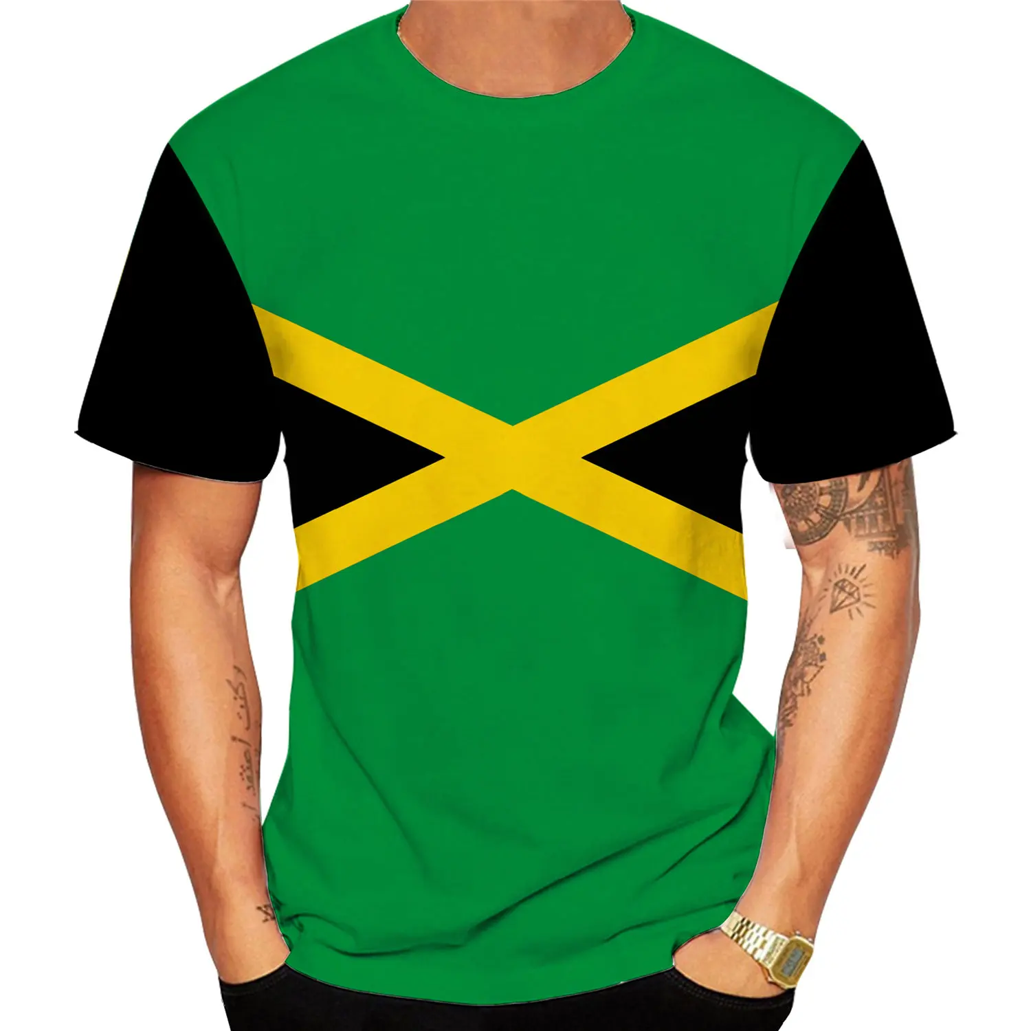 2022 New Fashion Jamaican Flag 3d T Shirt Men/Women Casual Round Neck Short Sleeve Sports T-shirt