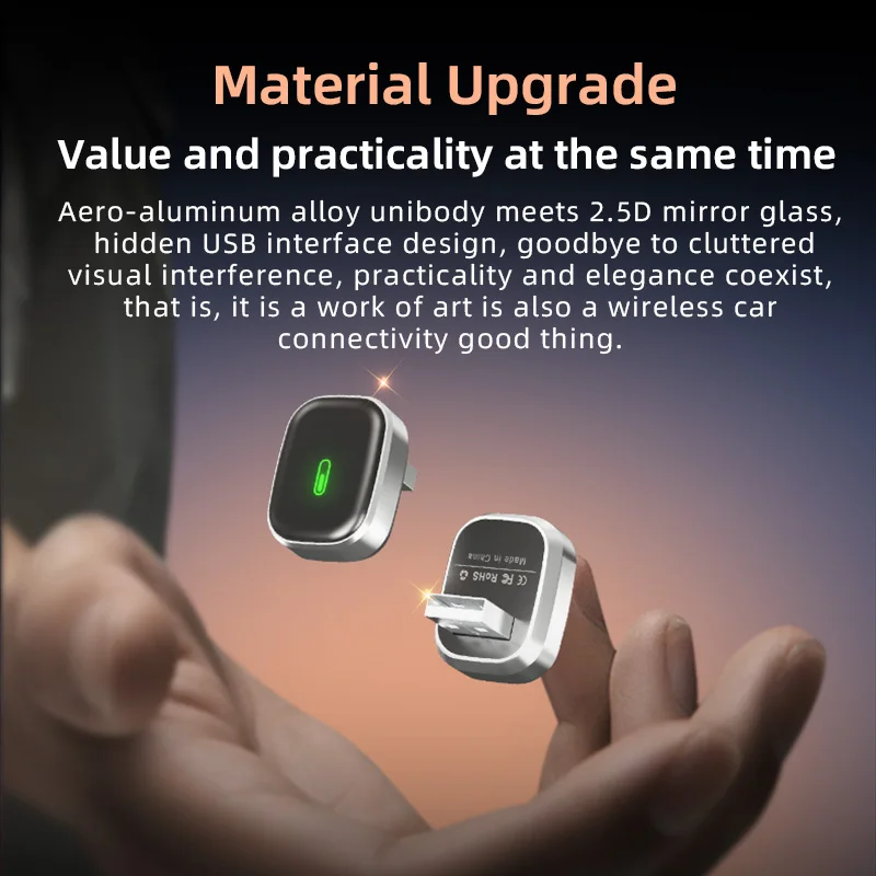 Модернизированный мини-адаптер CarPlay из сплава 2025 года для Apple iPhone iOS 10+ и автомобилей с 2016 года, бесшовное соединение для нескольких пользователей